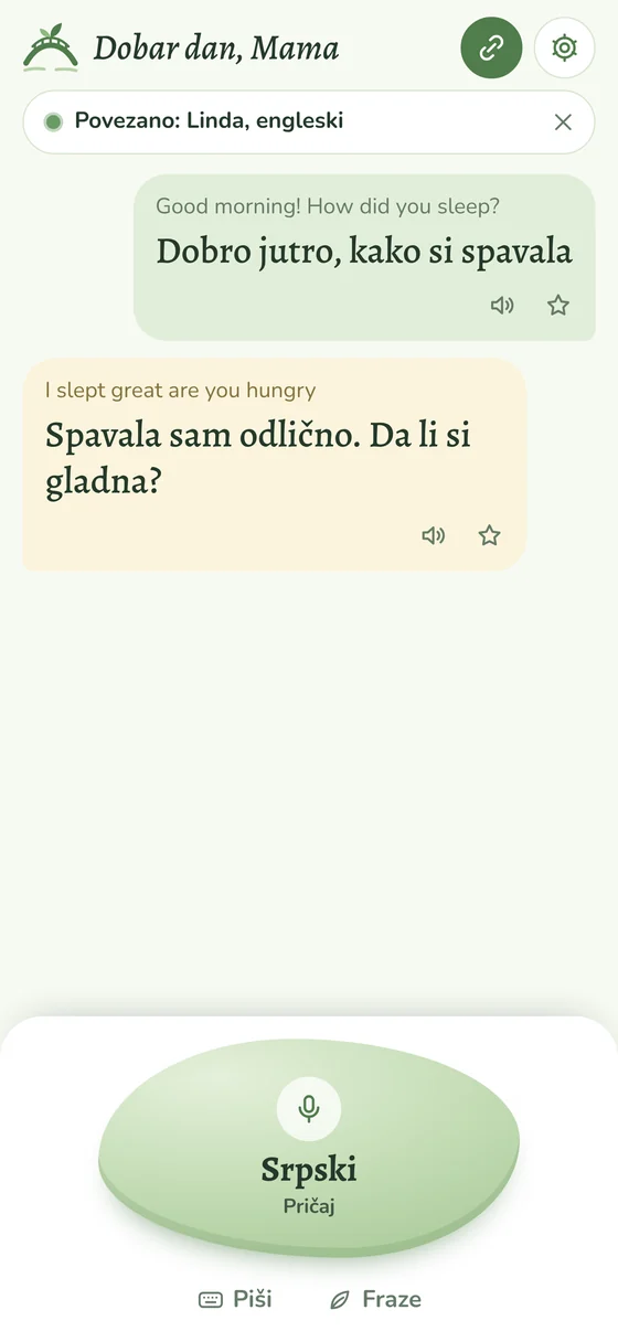 Mostić on Mama's phone, in Serbian
